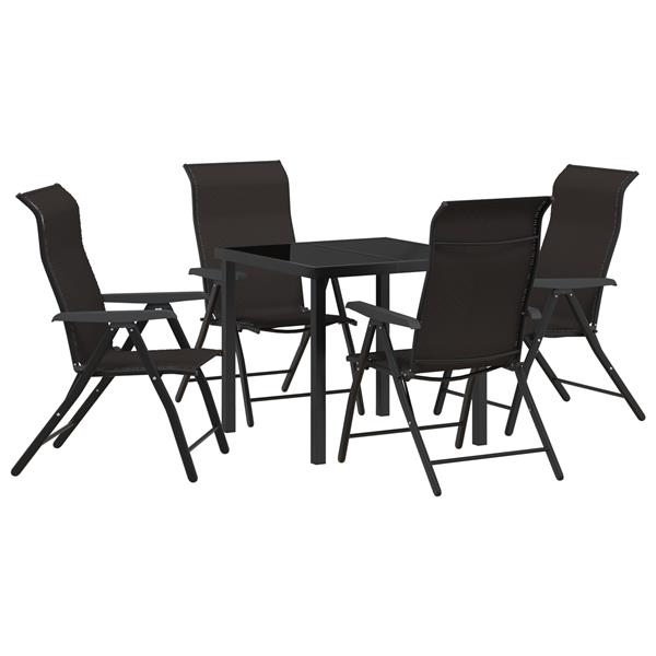 Grote foto vidaxl 5 delige tuinset met eettafel in zwart poly rattan tuin en terras tuinmeubelen