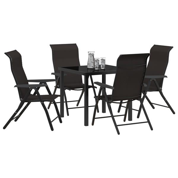 Grote foto vidaxl 5 delige tuinset met eettafel in zwart poly rattan tuin en terras tuinmeubelen