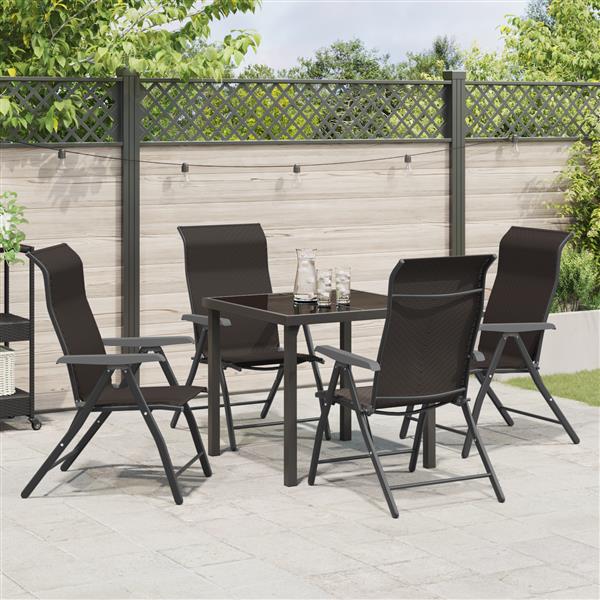 Grote foto vidaxl 5 delige tuinset met eettafel in zwart poly rattan tuin en terras tuinmeubelen