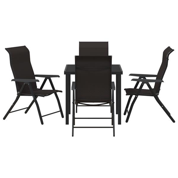 Grote foto vidaxl 5 delige tuinset met eettafel in zwart poly rattan tuin en terras tuinmeubelen