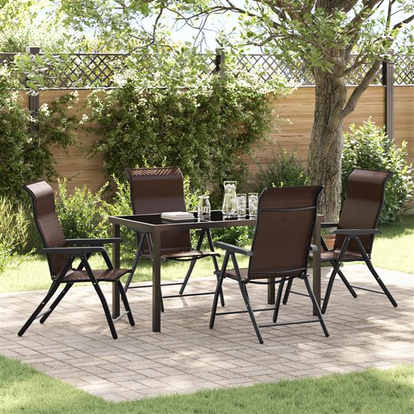 Grote foto vidaxl 5 delige eetset voor de tuin bruin poly rattan tuin en terras tuinmeubelen