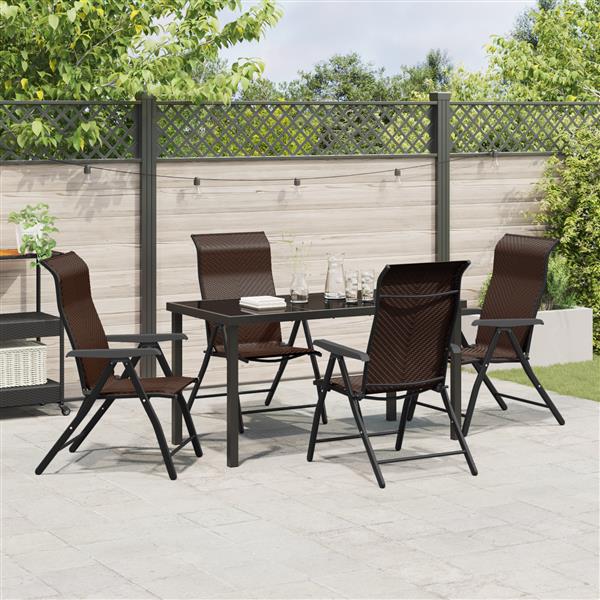 Grote foto vidaxl 5 delige eetset voor de tuin bruin poly rattan tuin en terras tuinmeubelen