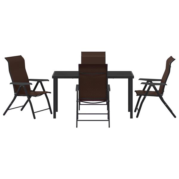 Grote foto vidaxl 5 delige eetset voor de tuin bruin poly rattan tuin en terras tuinmeubelen
