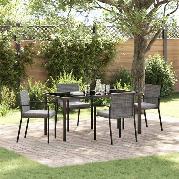 Grote foto vidaxl 5 delige tuinset grijs poly rattan tuin en terras tuinmeubelen