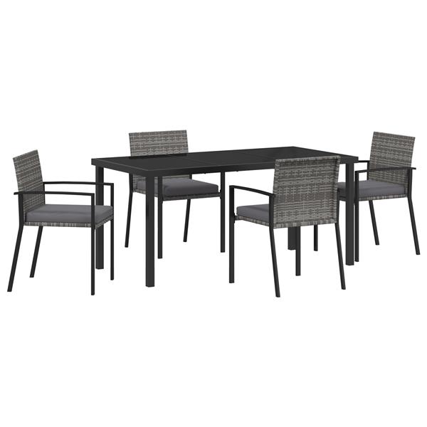 Grote foto vidaxl 5 delige tuinset grijs poly rattan tuin en terras tuinmeubelen