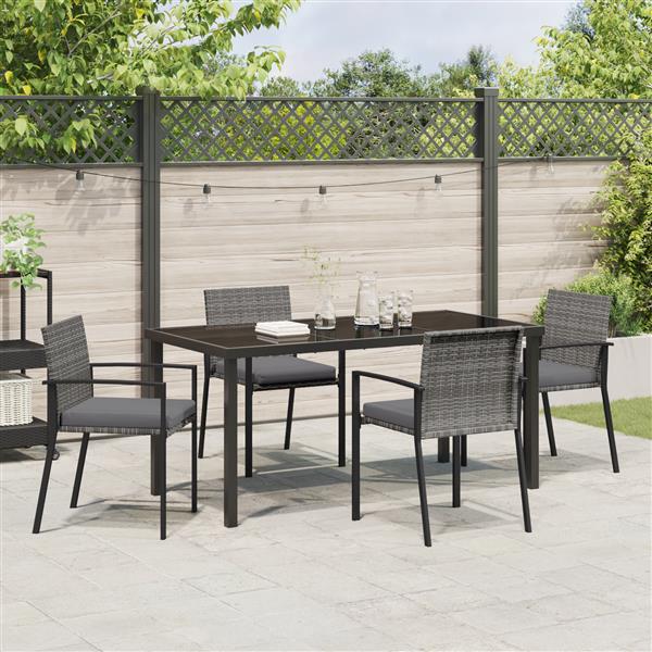 Grote foto vidaxl 5 delige tuinset grijs poly rattan tuin en terras tuinmeubelen