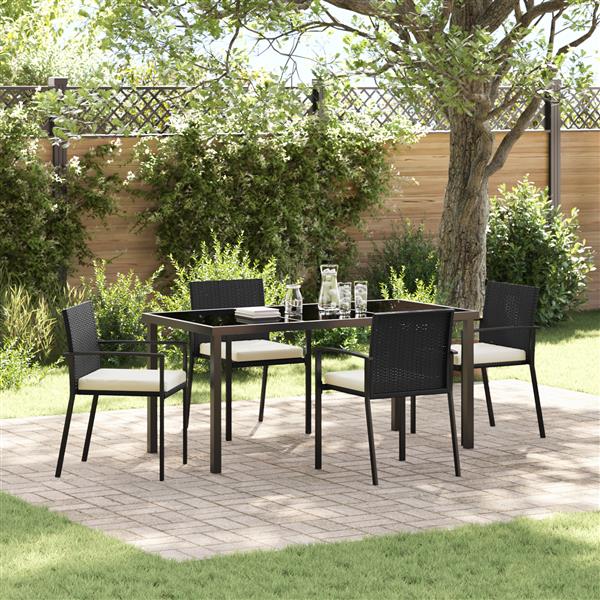 Grote foto vidaxl 5 delige tuintafelset zwart poly rattan tuin en terras tuinmeubelen