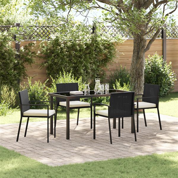 Grote foto vidaxl 5 delige tuinset zwart van poly rattan tuin en terras tuinmeubelen