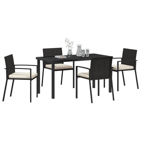 Grote foto vidaxl 5 delige tuinset zwart van poly rattan tuin en terras tuinmeubelen