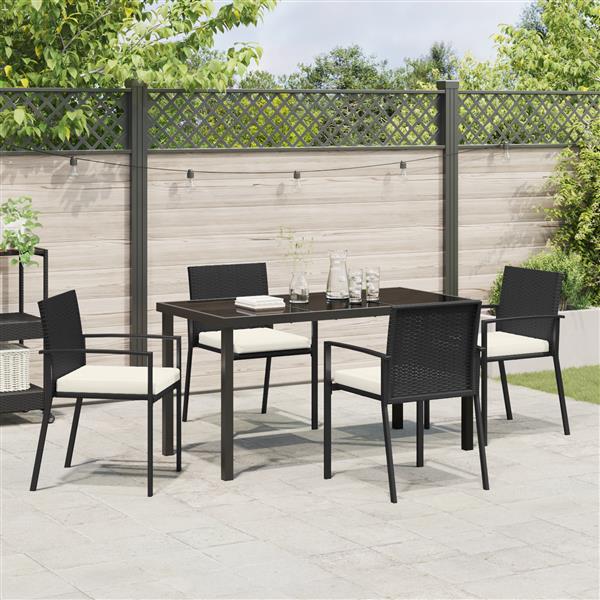 Grote foto vidaxl 5 delige tuinset zwart van poly rattan tuin en terras tuinmeubelen