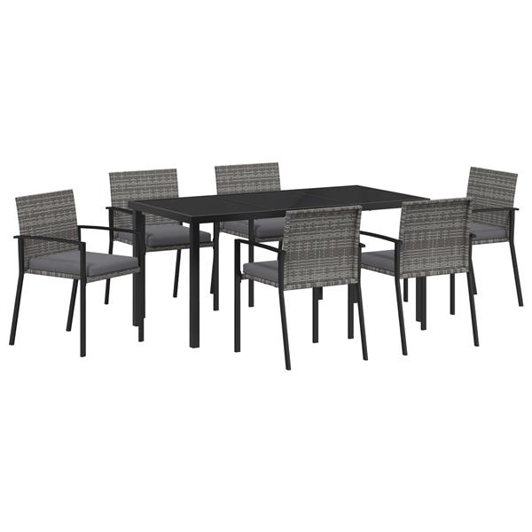 Grote foto vidaxl 7 delige tuin eetset grijze poly rattan tuin en terras tuinmeubelen