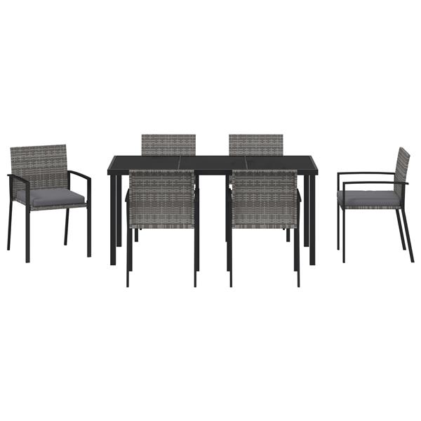 Grote foto vidaxl 7 delige tuin eetset grijze poly rattan tuin en terras tuinmeubelen