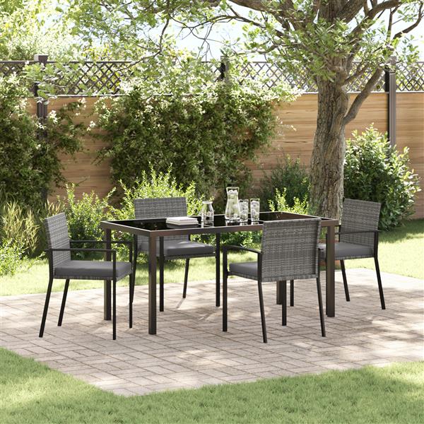 Grote foto vidaxl 5 delige tuinset grijs poly rattan tuin en terras tuinmeubelen
