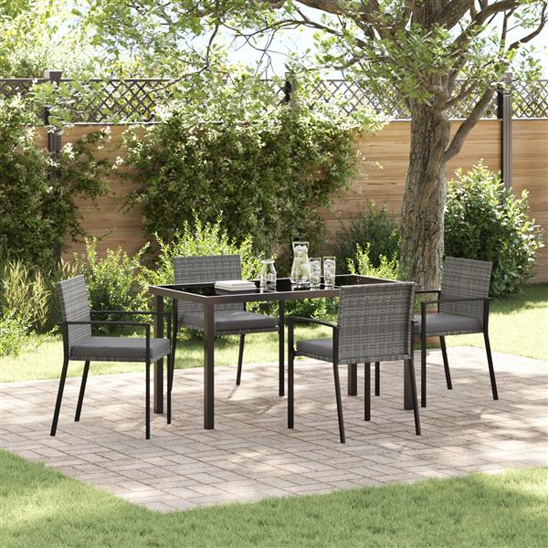 Grote foto vidaxl 5 delige tuin eetset grijs poly rattan tuin en terras tuinmeubelen