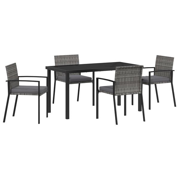 Grote foto vidaxl 5 delige tuin eetset grijs poly rattan tuin en terras tuinmeubelen