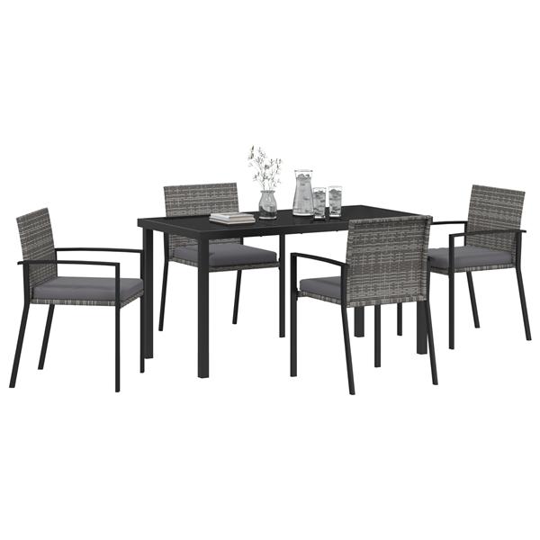 Grote foto vidaxl 5 delige tuin eetset grijs poly rattan tuin en terras tuinmeubelen