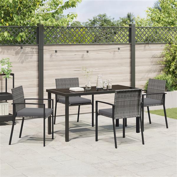 Grote foto vidaxl 5 delige tuin eetset grijs poly rattan tuin en terras tuinmeubelen