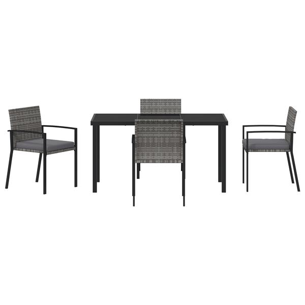 Grote foto vidaxl 5 delige tuin eetset grijs poly rattan tuin en terras tuinmeubelen