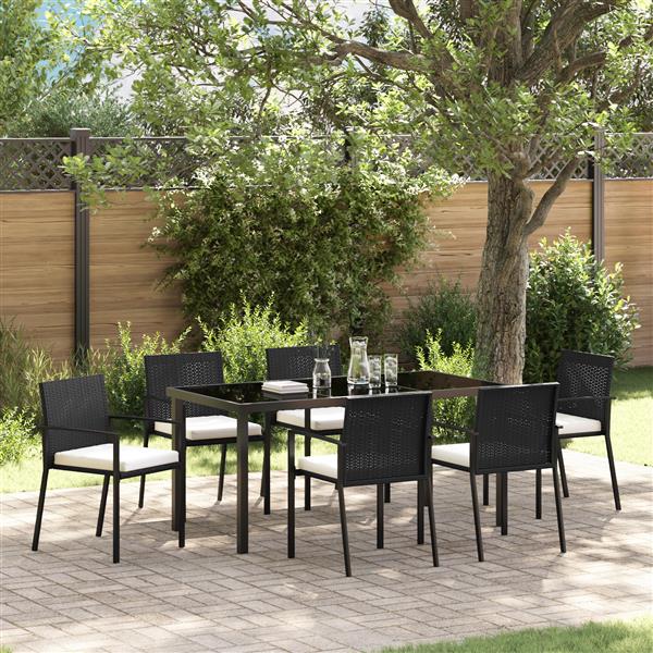 Grote foto vidaxl 7 delige tuinset zwart poly rattan tuin en terras tuinmeubelen