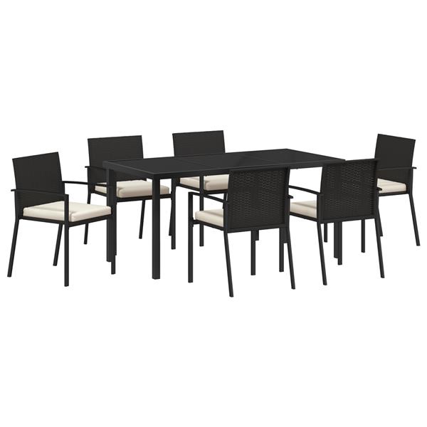 Grote foto vidaxl 7 delige tuinset zwart poly rattan tuin en terras tuinmeubelen