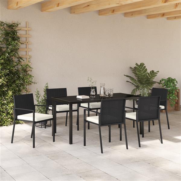 Grote foto vidaxl 7 delige tuinset zwart poly rattan tuin en terras tuinmeubelen