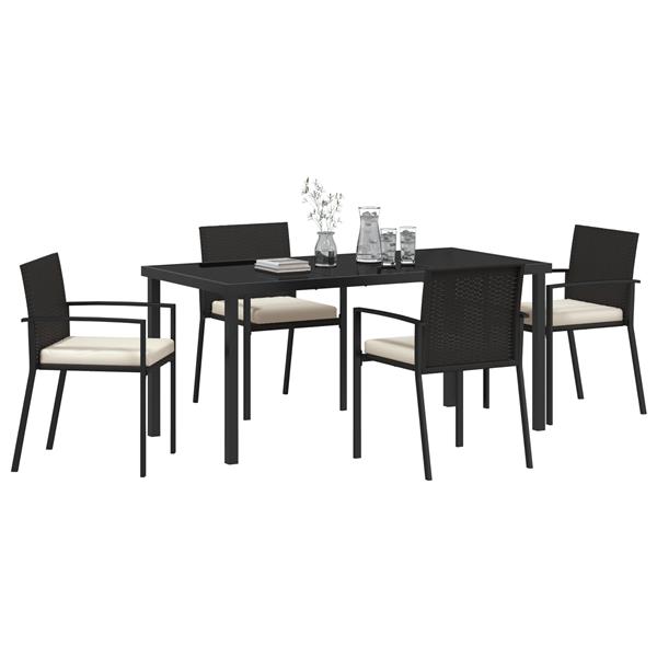 Grote foto vidaxl 5 delige tuinset zwart poly rattan tuin en terras tuinmeubelen