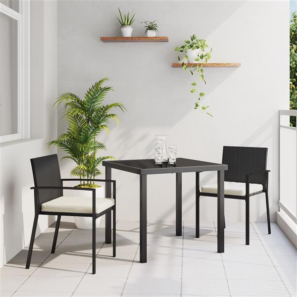 Grote foto vidaxl 3 delige tuin eetset zwart poly rattan tuin en terras tuinmeubelen