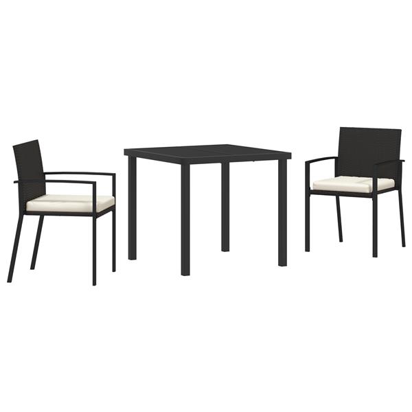 Grote foto vidaxl 3 delige tuin eetset zwart poly rattan tuin en terras tuinmeubelen
