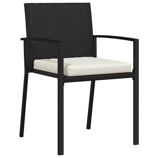 Grote foto vidaxl 3 delige tuin eetset zwart poly rattan tuin en terras tuinmeubelen