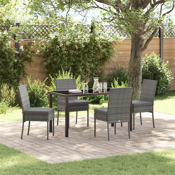 Grote foto vidaxl 5 delige tuinset met grijze poly rattan tuin en terras tuinmeubelen