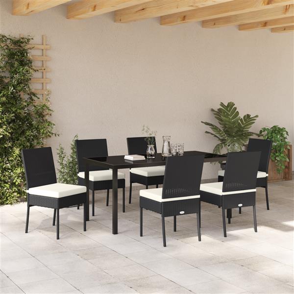 Grote foto vidaxl 7 delige tuinset met eettafel en stoelen zwart poly rattan tuin en terras tuinmeubelen