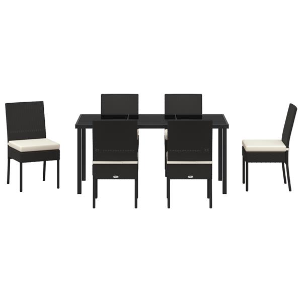 Grote foto vidaxl 7 delige tuinset met eettafel en stoelen zwart poly rattan tuin en terras tuinmeubelen