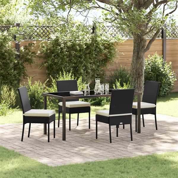 Grote foto vidaxl 5 delige tuin eetset zwart poly rattan tuin en terras tuinmeubelen