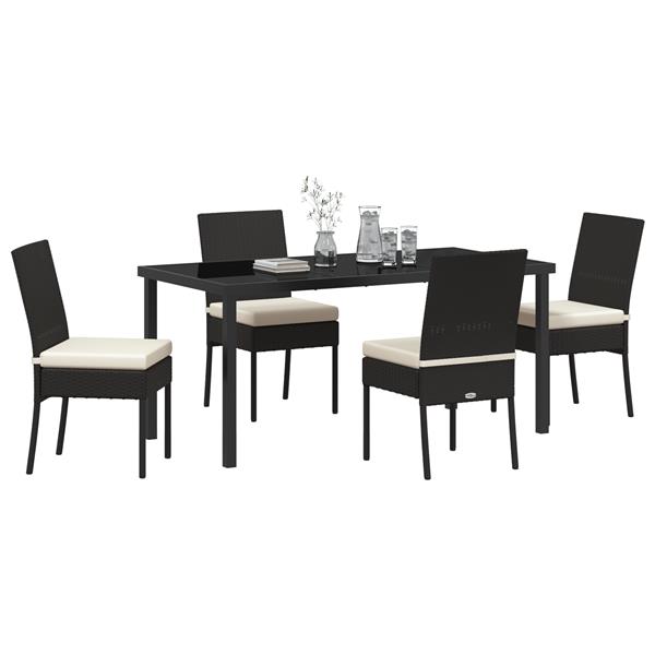 Grote foto vidaxl 5 delige tuin eetset zwart poly rattan tuin en terras tuinmeubelen