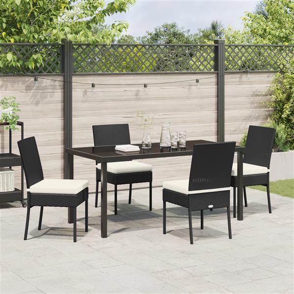 Grote foto vidaxl 5 delige tuin eetset zwart poly rattan tuin en terras tuinmeubelen