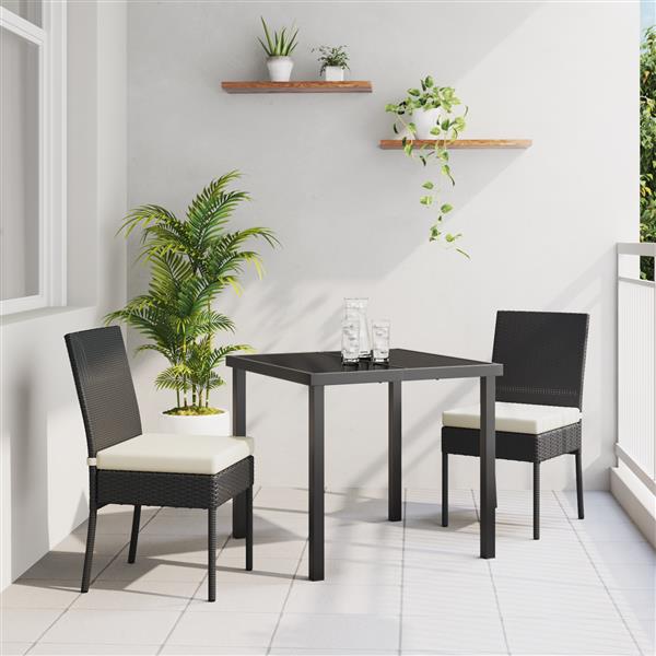 Grote foto vidaxl 3 delige tuin eettafelset zwart poly rattan tuin en terras tuinmeubelen