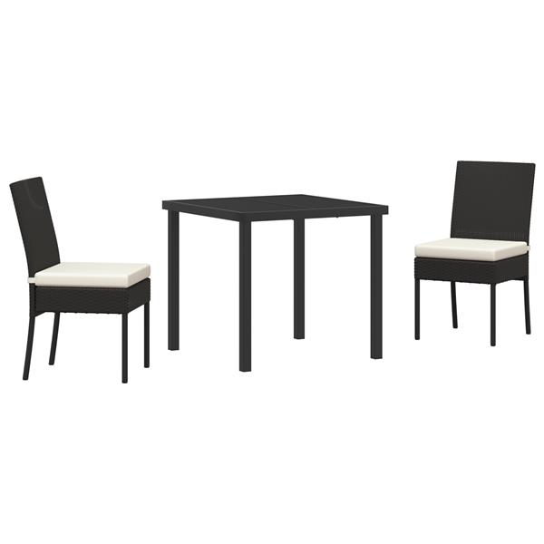 Grote foto vidaxl 3 delige tuin eettafelset zwart poly rattan tuin en terras tuinmeubelen