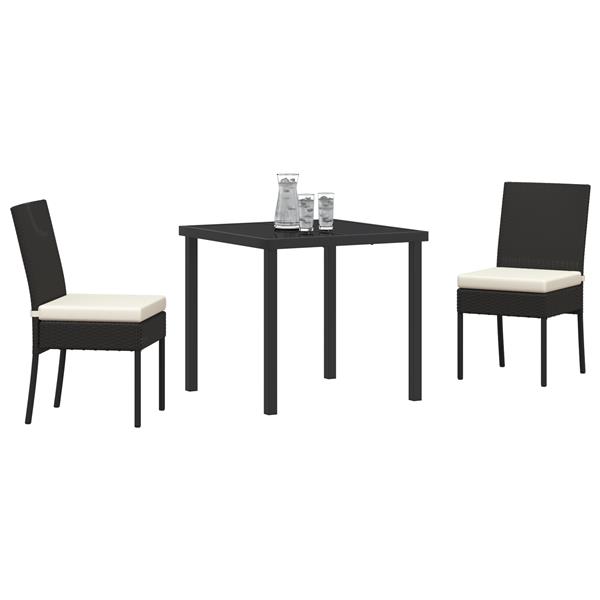 Grote foto vidaxl 3 delige tuin eettafelset zwart poly rattan tuin en terras tuinmeubelen