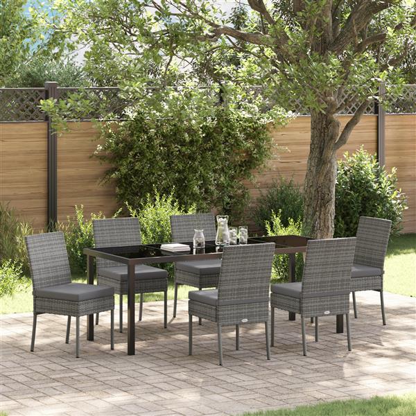 Grote foto vidaxl 7 delige tuinset grijs poly rattan tuin en terras tuinmeubelen