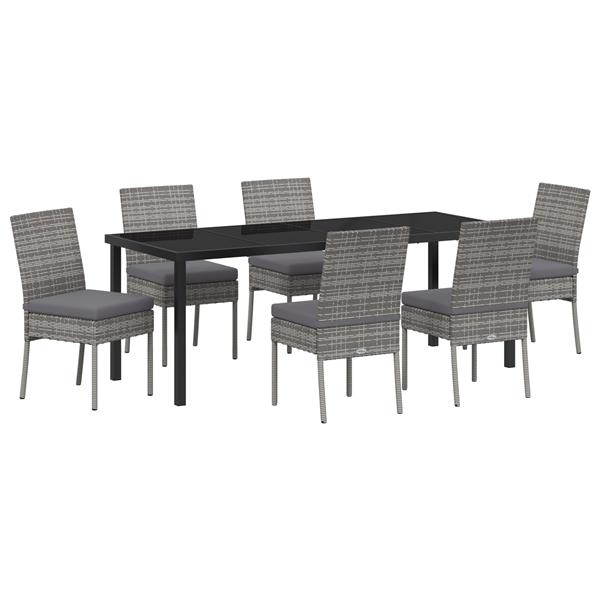 Grote foto vidaxl 7 delige tuinset grijs poly rattan tuin en terras tuinmeubelen