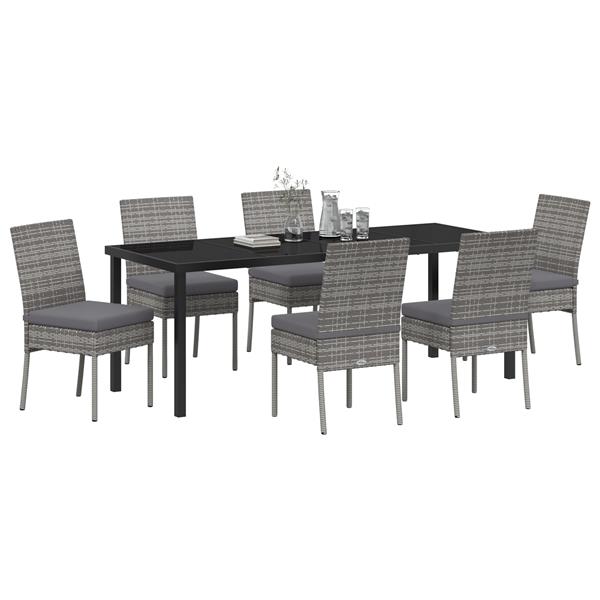 Grote foto vidaxl 7 delige tuinset grijs poly rattan tuin en terras tuinmeubelen