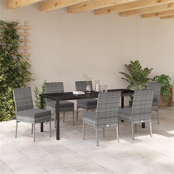 Grote foto vidaxl 7 delige tuinset grijs poly rattan tuin en terras tuinmeubelen