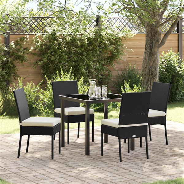 Grote foto vidaxl 5 delige tuinset met eettafel in zwart poly rattan tuin en terras tuinmeubelen