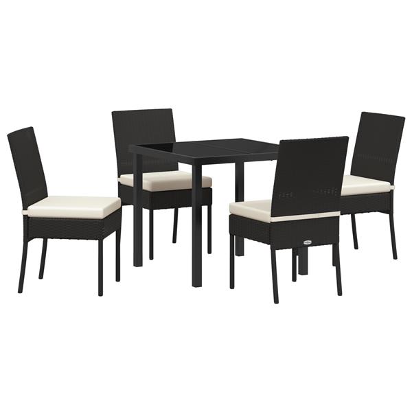 Grote foto vidaxl 5 delige tuinset met eettafel in zwart poly rattan tuin en terras tuinmeubelen
