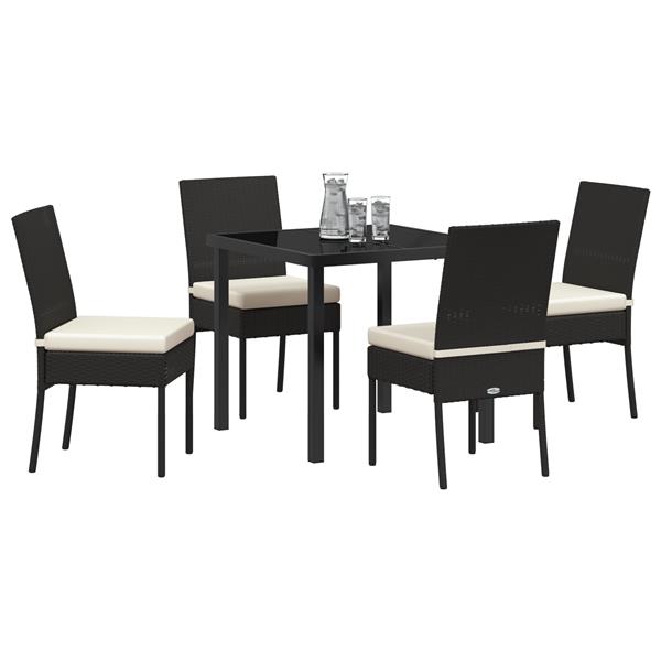 Grote foto vidaxl 5 delige tuinset met eettafel in zwart poly rattan tuin en terras tuinmeubelen
