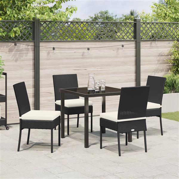 Grote foto vidaxl 5 delige tuinset met eettafel in zwart poly rattan tuin en terras tuinmeubelen
