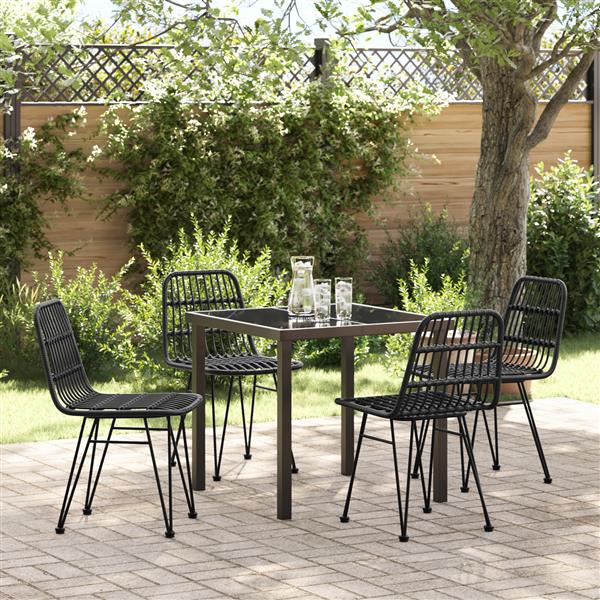 Grote foto vidaxl 5 delige tuin eettafelset van zwart poly rattan tuin en terras tuinmeubelen