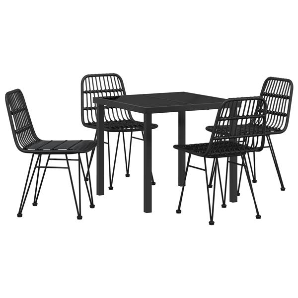 Grote foto vidaxl 5 delige tuin eettafelset van zwart poly rattan tuin en terras tuinmeubelen
