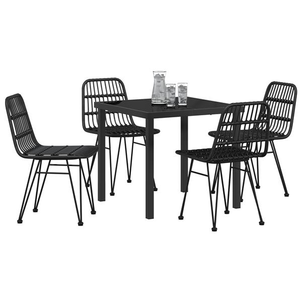 Grote foto vidaxl 5 delige tuin eettafelset van zwart poly rattan tuin en terras tuinmeubelen