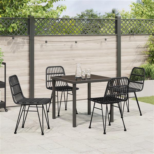 Grote foto vidaxl 5 delige tuin eettafelset van zwart poly rattan tuin en terras tuinmeubelen
